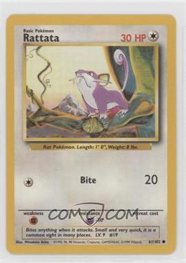 1999 Pokemon Base Set - [Base] - Unlimited #61 - Rattata [EX to NM]