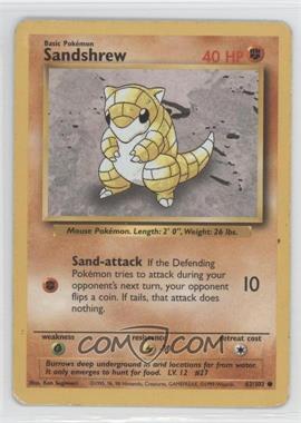 1999 Pokemon Base Set - [Base] - Unlimited #62 - Sandshrew [Noted]
