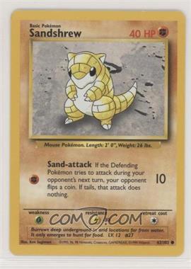 1999 Pokemon Base Set - [Base] - Unlimited #62 - Sandshrew [Noted]