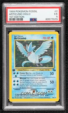 1999 Pokemon Fossil - [Base] - 1st Edition #2 - Holo - Articuno [PSA 5 EX]