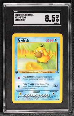 1999 Pokemon Fossil - [Base] - 1st Edition #53 - Psyduck [SGC 8.5 NM/Mt+]