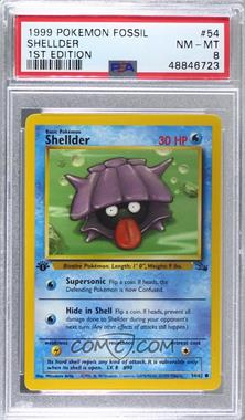 1999 Pokemon Fossil - [Base] - 1st Edition #54 - Shellder [PSA 8 NM‑MT]