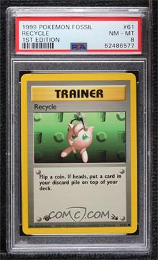 1999 Pokemon Fossil - [Base] - 1st Edition #61 - Recycle [PSA 8 NM‑MT]