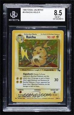 1999 Pokemon Fossil - [Base] #14 - Holo - Raichu [BGS 8.5 NM‑MT+]