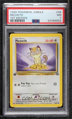 1999 Pokemon Jungle - [Base] - 1st Edition #56 - Meowth [PSA 7 NM]