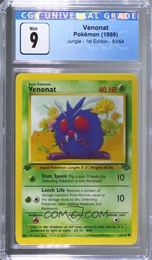 1999 Pokemon Jungle - [Base] - 1st Edition #63.1 - Venonat [CGC 9 Mint]