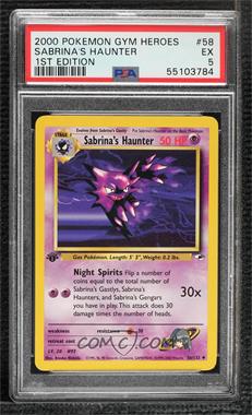 2000 Pokemon - Gym Heroes - [Base] - 1st Edition #58 - Sabrina's Haunter [PSA 5 EX]