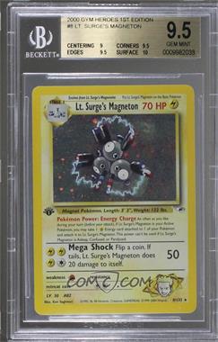 2000 Pokemon - Gym Heroes - [Base] - 1st Edition #8 - Holo - Lt. Surge's Magneton [BGS 9.5 GEM MINT]