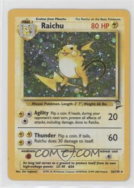 2000 Pokemon Base Set 2 - [Base] #16 - Holo - Raichu