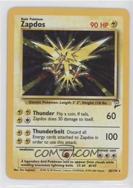 2000 Pokemon Base Set 2 - [Base] #20 - Holo - Zapdos [Good to VG‑EX]