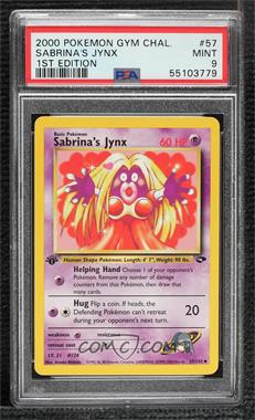 2000 Pokemon Gym Challenge - [Base] - 1st Edition #57 - Sabrina's Jynx [PSA 9 MINT]