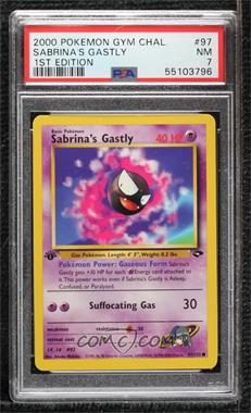 2000 Pokemon Gym Challenge - [Base] - 1st Edition #97 - Sabrina's Gastly [PSA 7 NM]