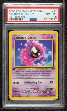 2000 Pokemon Gym Challenge - [Base] - 1st Edition #97 - Sabrina's Gastly [PSA 8 NM‑MT]