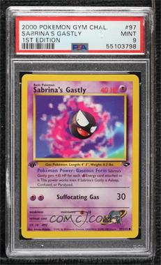 2000 Pokemon Gym Challenge - [Base] - 1st Edition #97 - Sabrina's Gastly [PSA 9 MINT]