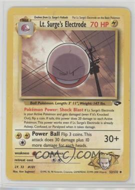 2000 Pokemon Gym Challenge - [Base] - Unlimited #52 - Lt. Surge's Electrode [EX to NM]
