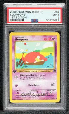 2000 Pokemon Team Rocket - [Base] - 1st Edition #67 - Slowpoke [PSA 9 MINT]