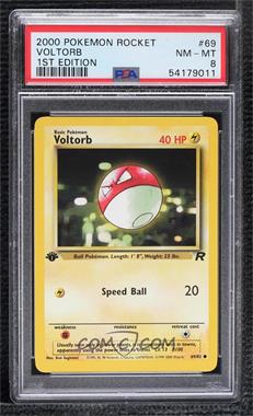 2000 Pokemon Team Rocket - [Base] - 1st Edition #69 - Voltorb [PSA 8 NM‑MT]