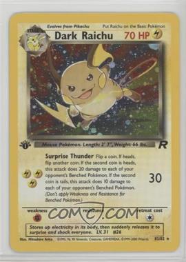 2000 Pokemon Team Rocket - [Base] - 1st Edition #83 - Holo - Dark Raichu