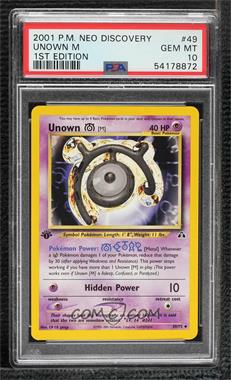 2001 Pokemon - Neo Discovery - [Base] - 1st Edition #49 - Unown (M) [PSA 10 GEM MT]