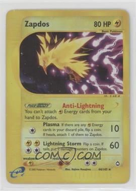 2002 Pokemon e-Card Series - Aquapolis - [Base] #44 - Zapdos [Good to VG‑EX]