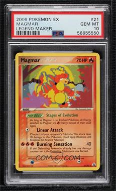 2006 Pokemon EX - Legend Maker - [Base] #21 - Magmar [PSA 10 GEM MT]