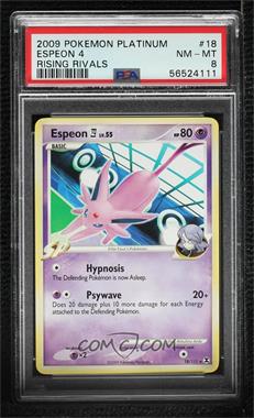 2009 Pokémon Platinum - Rising Rivals - [Base] #18 - Espeon [PSA 8 NM‑MT]