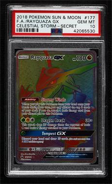 2018 Pokémon Sun & Moon - Celestial Storm - [Base] #177 - Rainbow - Rayquaza GX [PSA 10 GEM MT]