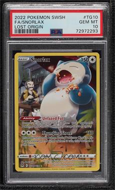 2022 Pokémon Sword & Shield - Lost Origin - Trainer Gallery #TG10 - Full Art - Snorlax [PSA 10 GEM MT]