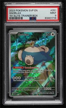 2023-Current Pokémon Scarlet & Violet - SVP Black Star - Promos #051 - Full Art - Snorlax [PSA 9 MINT]