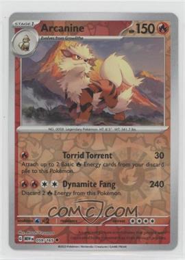 2023 Pokemon Scarlet & Violet - 151 (MEWEN) - [Base] - Reverse Foil #059 - Arcanine