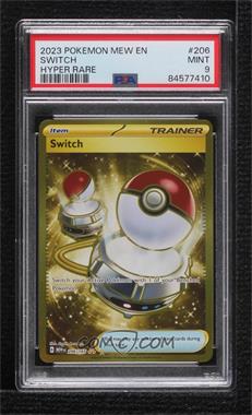 2023 Pokemon Scarlet & Violet - 151 (MEWEN) - [Base] #206 - Hyper Rare - Switch [PSA 9 MINT]