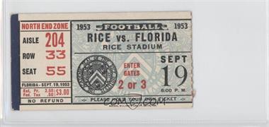 1953 Rice Owls - Football Ticket Stubs #9-19 - vs. Florida Gators [Good to VG‑EX]