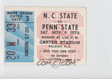 1974 North Carolina State Wolfpack - Football Ticket Stubs #11-9 - vs. Penn State Nittany Lions