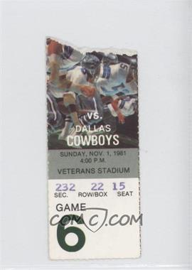 1981 Philadelphia Eagles - Ticket Stubs #6 - November 1 vs. Dallas Cowboys [Good to VG‑EX]