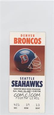 1991 Denver Broncos - Ticket Stubs #9-15 - vs. Seattle Seahawks