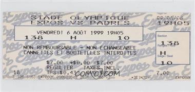 1999 Montreal Expos - Ticket Stubs #8-6 - vs. San Diego Padres