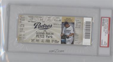 2008 San Diego Padres Ticket Stub - [Base] #510 - Greg Maddux (May 10, 2008 Career Win #350) [PSA 10 GEM MT]