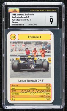 1986 Altenburg Stralsunder Spielkarten Formule 1 - [Base] - German #C1 - Lotus-Renault 97 T [CSG 9 Mint]