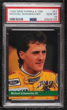 1992 Grid Motorcard Formula 1 - [Base] #51 - Michael Schumacher [PSA 10 GEM MT]