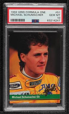 1992 Grid Motorcard Formula 1 - [Base] #51 - Michael Schumacher [PSA 10 GEM MT]