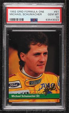 1992 Grid Motorcard Formula 1 - [Base] #51 - Michael Schumacher [PSA 10 GEM MT]