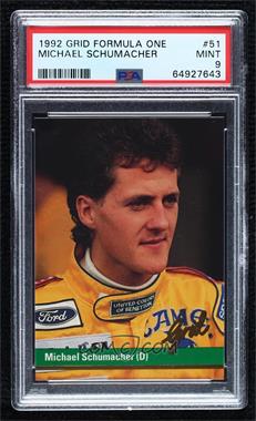 1992 Grid Motorcard Formula 1 - [Base] #51 - Michael Schumacher [PSA 9 MINT]