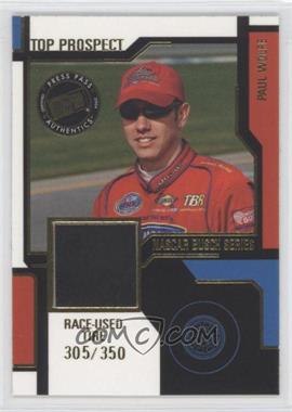 2004 Press Pass - Top Prospect Race-Used #PW-T - Paul Wolfe (Tire) /350