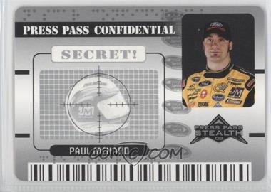 2009 Press Pass Stealth - Confidential - Secret Silver #PC 15 - Paul Menard