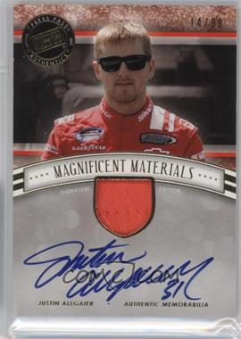 2012 Press Pass Fanfare - Magnificent Materials Signature Edition - Gold #MMSE-JA - Justin Allgaier /99