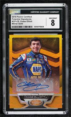 2016 Panini Certified - Certified Potential Signatures - Mirror Gold #CP-CE - Chase Elliott /15 [CGC 8 NM/Mint]