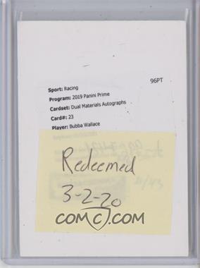 2019 Panini Prime - Dual Materials Autographs #DMA-BW - Bubba Wallace /43 [Being Redeemed]