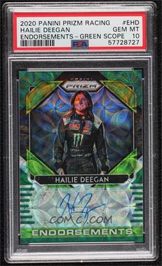 2020 Panini Prizm - Endorsements - Green Scope Prizm #E-HD - Hailie Deegan /75 [PSA 10 GEM MT]