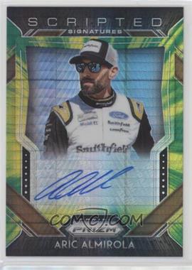 2020 Panini Prizm - Scripted Signatures - Green and Yellow Hyper Prizm #SS-AA - Aric Almirola /15