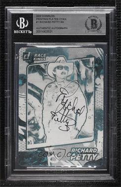 2022 Panini Donruss NASCAR - [Base] - Printing Plate Cyan #1 - Race Kings - Richard Petty /1 [BAS BGS Authentic]